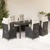 Image de vidaXL Ensemble à manger de jardin coussins 7pcs Noir Résine tressée