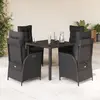 Image de vidaXL Ensemble à manger de jardin coussins 5pcs Noir Résine tressée