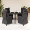Image de vidaXL Ensemble à manger de jardin coussins 5pcs Noir Résine tressée