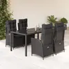 Image de vidaXL Ensemble à manger de jardin coussins 5pcs Noir Résine tressée