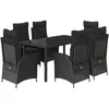 Image de vidaXL Ensemble à manger de jardin coussins 7pcs Noir Résine tressée