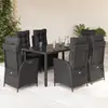 Image de vidaXL Ensemble à manger de jardin coussins 7pcs Noir Résine tressée