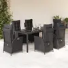 Image de vidaXL Ensemble à manger de jardin coussins 7pcs Noir Résine tressée