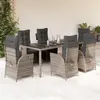 Image de vidaXL Ensemble à manger de jardin et coussins 7 pcs gris rotin