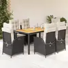 Image de vidaXL Ensemble à manger de jardin coussins 7pcs Noir Résine tressée