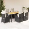 Image de vidaXL Ensemble à manger de jardin coussins 7pcs Noir Résine tressée