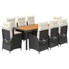 Image de vidaXL Ensemble à manger de jardin 9pcs coussins noir résine tressée