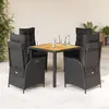 Image de vidaXL Ensemble à manger de jardin coussins 5pcs Noir Résine tressée