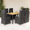 Image de vidaXL Ensemble à manger de jardin coussins 7pcs Noir Résine tressée