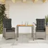 Image de vidaXL Ensemble à manger de jardin 3 pcs coussins gris résine tressée