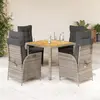 Image de vidaXL Ensemble à manger de jardin 5 pcs coussins gris résine tressée
