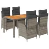Image de vidaXL Ensemble à manger de jardin 5 pcs coussins gris résine tressée