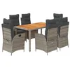 Image de vidaXL Ensemble à manger de jardin et coussins 7 pcs gris rotin