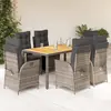 Image de vidaXL Ensemble à manger de jardin et coussins 7 pcs gris rotin