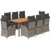 Image de vidaXL Ensemble à manger de jardin 9 pcs coussins gris résine tressée