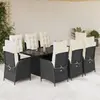 Image de vidaXL Ensemble à manger de jardin 9pcs coussins noir résine tressée