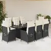 Image de vidaXL Ensemble à manger de jardin 9pcs coussins noir résine tressée