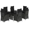 Image de vidaXL Ensemble à manger de jardin coussins 7pcs Noir Résine tressée