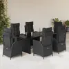 Image de vidaXL Ensemble à manger de jardin coussins 7pcs Noir Résine tressée