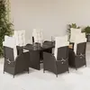 Image de vidaXL Ensemble à manger de jardin et coussins 7 pcs marron rotin