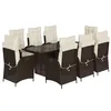 Image de vidaXL Ensemble à manger de jardin et coussins 9 pcs marron poly rotin