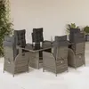 Image de vidaXL Ensemble à manger de jardin et coussins 7 pcs gris rotin