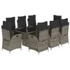 Image de vidaXL Ensemble à manger de jardin 9 pcs coussins gris résine tressée