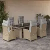 Image de vidaXL Ensemble à manger de jardin coussins 7 pcs mélange beige rotin