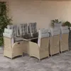 Image de vidaXL Ensemble à manger de jardin et coussins 9 pcs mélange beige
