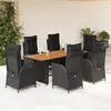 Image de vidaXL Ensemble à manger de jardin coussins 7pcs Noir Résine tressée