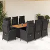Image de vidaXL Ensemble à manger de jardin 9pcs coussins noir résine tressée