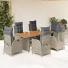 Image de vidaXL Ensemble à manger de jardin et coussins 7 pcs gris rotin