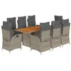 Image de vidaXL Ensemble à manger de jardin 9 pcs avec coussins Gris