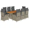 Image de vidaXL Ensemble à manger de jardin 9 pcs coussins gris résine tressée