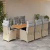 Image de vidaXL Ensemble à manger de jardin et coussins 9 pcs mélange beige