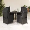 Image de vidaXL Ensemble à manger de jardin coussins 5pcs Noir Résine tressée