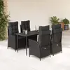 Image de vidaXL Ensemble à manger de jardin coussins 5pcs Noir Résine tressée