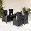 Image de vidaXL Ensemble à manger de jardin coussins 5pcs Noir Résine tressée