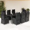 Image de vidaXL Ensemble à manger de jardin 9pcs coussins noir résine tressée