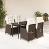 Image de vidaXL Ensemble à manger de jardin 5 pcs et coussins marron poly rotin