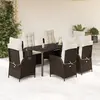 Image de vidaXL Ensemble à manger de jardin et coussins 7 pcs marron rotin
