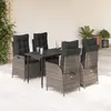 Image de vidaXL Ensemble à manger de jardin 5 pcs coussins gris résine tressée