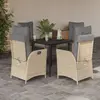 Image de vidaXL Ensemble à manger de jardin avec coussins 5pcs Beige poly rotin
