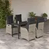 Image de vidaXL Ensemble à manger de jardin et coussins 5 pcs gris clair rotin
