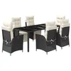 Image de vidaXL Ensemble à manger de jardin coussins 7pcs Noir Résine tressée