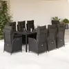 Image de vidaXL Ensemble à manger de jardin 9pcs coussins noir résine tressée