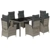 Image de vidaXL Ensemble à manger de jardin et coussins 7 pcs gris rotin