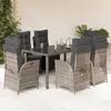 Image de vidaXL Ensemble à manger de jardin et coussins 7 pcs gris rotin