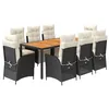 Image de vidaXL Ensemble à manger de jardin coussins 7pcs Noir Résine tressée