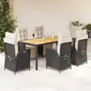 Image de vidaXL Ensemble à manger de jardin coussins 7pcs Noir Résine tressée